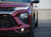 Front grille of the 2023 Chevrolet Trailblazer RS with bold RS badging and LED lighting